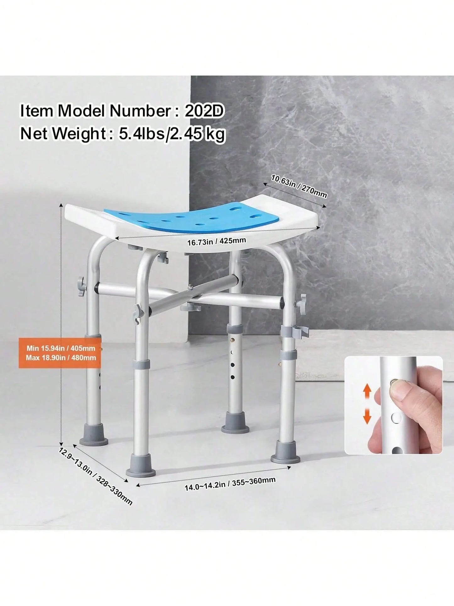 Adjustable Height Stool With Crossbar Support