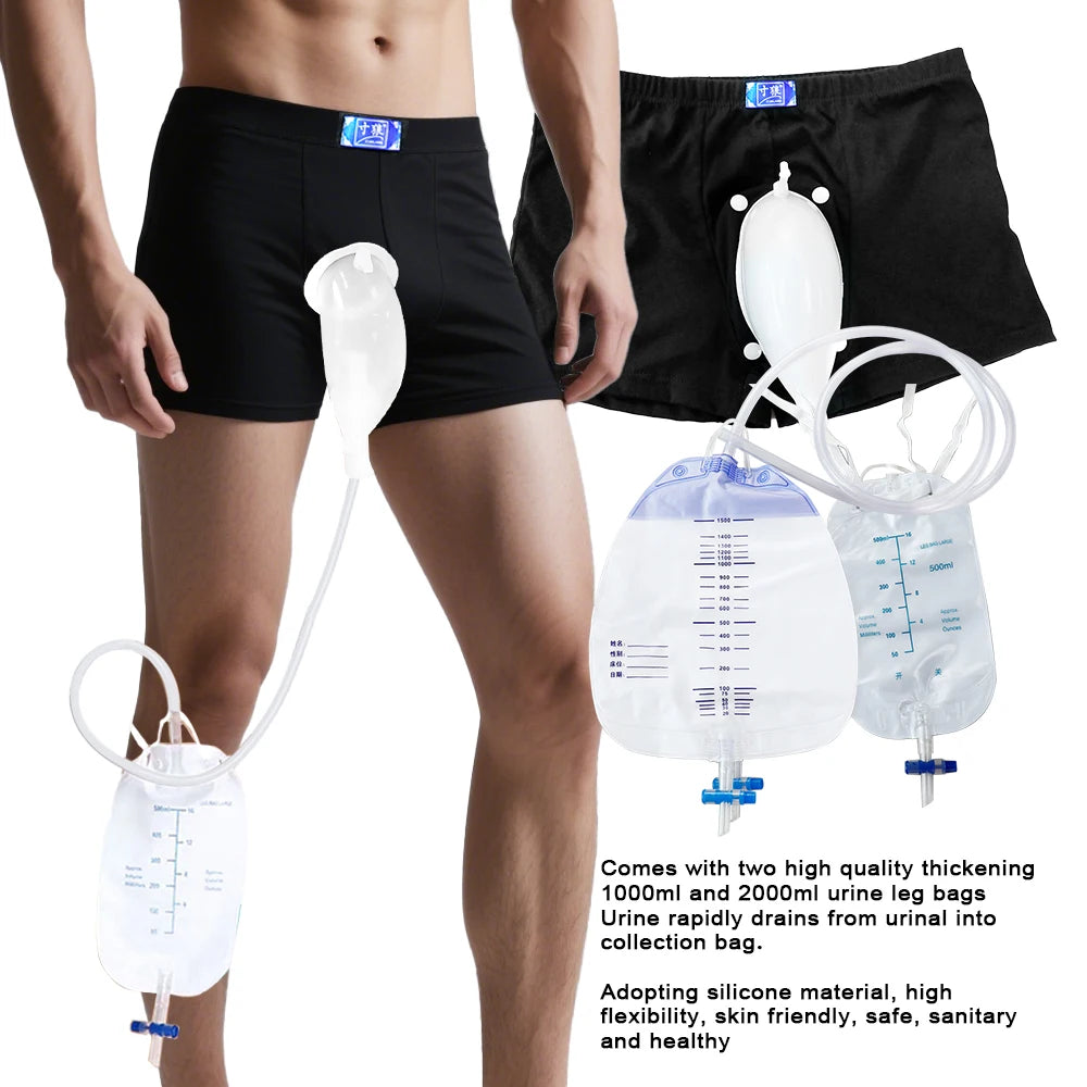 Peeeasy Men’s Reusable Urinal Underwear System with Drainage Bag