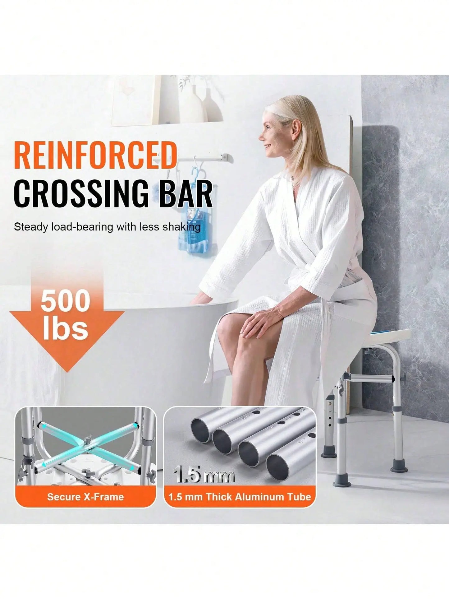 Adjustable Height Stool With Crossbar Support